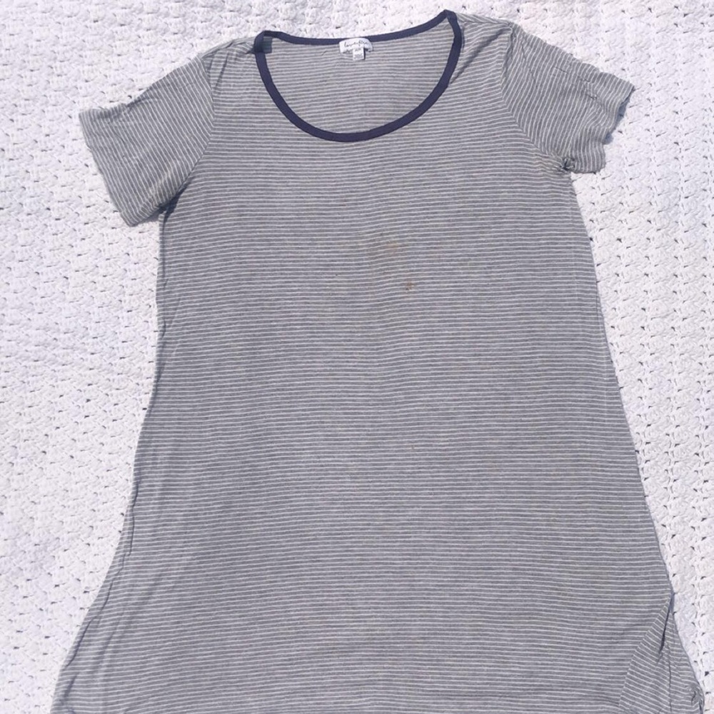 Gray Striped T Shirt Dress
